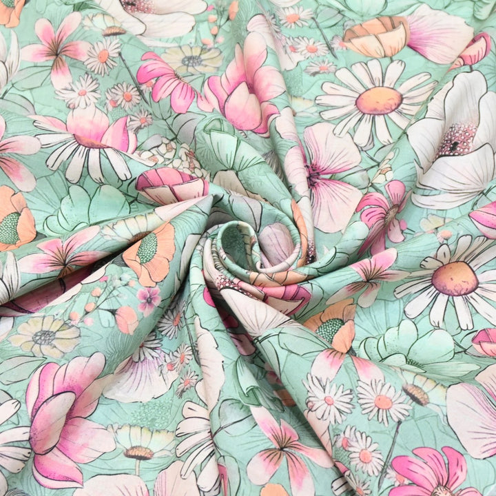 Multicolor Cotton Digital Print Fabric -Soft Cotton Prints Fabric-DA1124-11