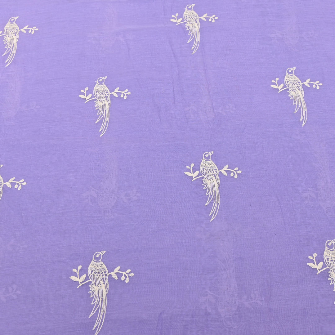 LAVENDER PURPLE COLOR MUL CHANDERI THREAD EMBROIDERY FABRIC GP4120A-6