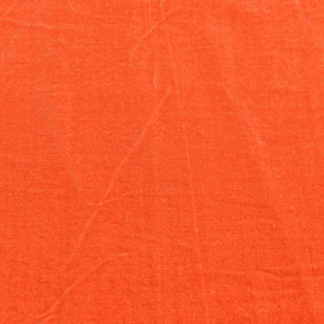 Reddish Orange Color Plain Pure Silk Velvet Fabrics