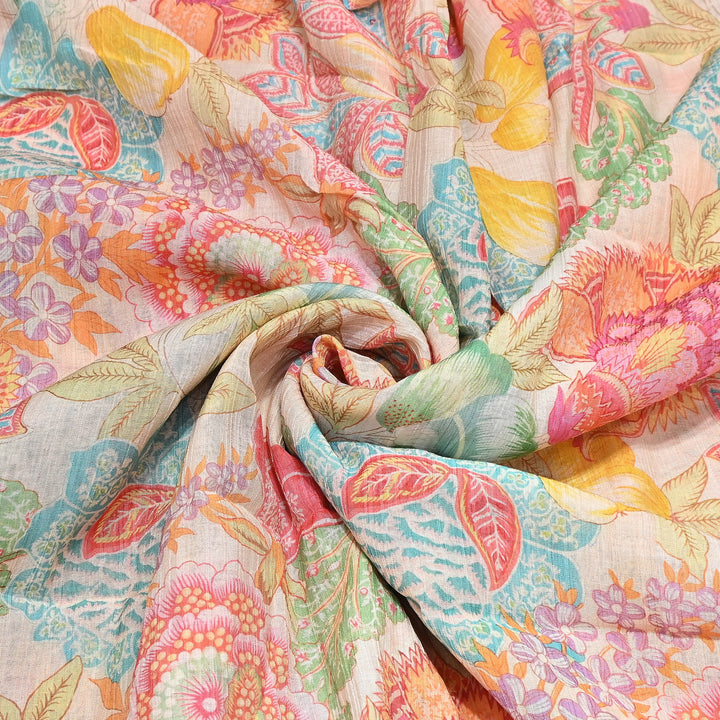 Multi Color Crush Muslin Digital Print Fabric – Soft Designer Muslin Print Fabric- COO145-12
