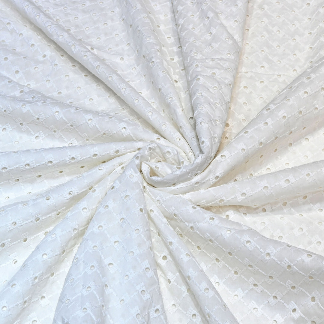 Cotton Chikan Cutwork Fabric- Lightweight Designer Embroidery Fabric- SIF145-4