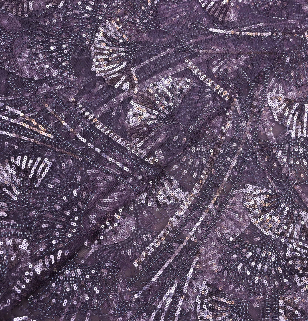 Deep Plum Net Imported Embroidery Fabric.| 20T25-5