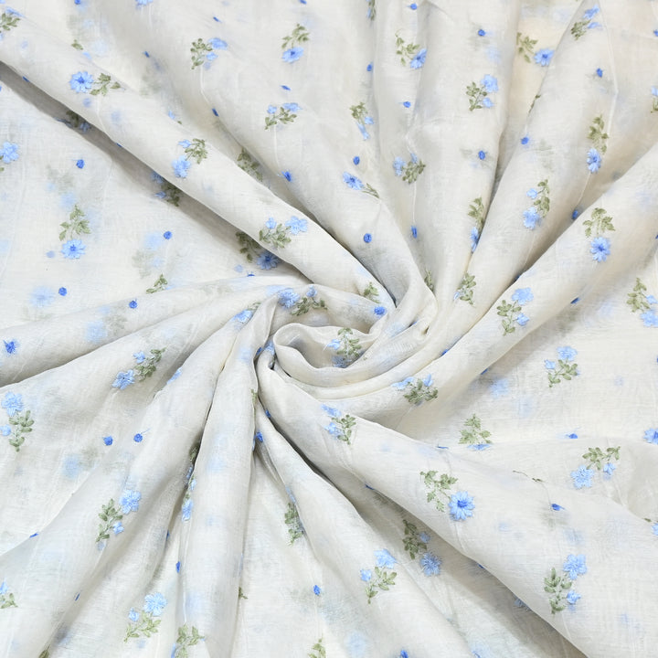 Dyeable Mul Chanderi Thread Embroidery Fabric – Soft Summer Designer Fabric-MF8209-1
