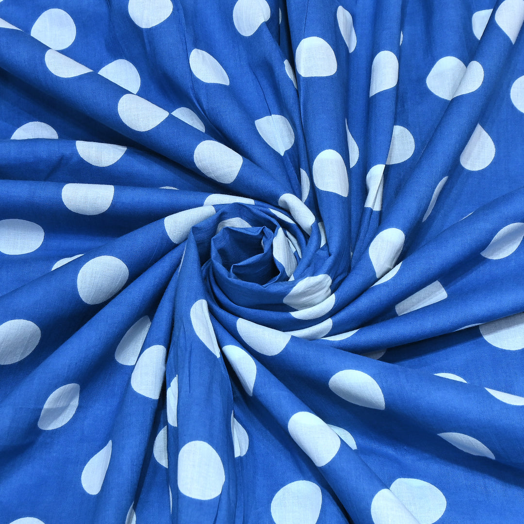 Premium Cotton Polka Dot Printed Fabric - Soft Breathable Designer Cotton Fabric - 000350-1c