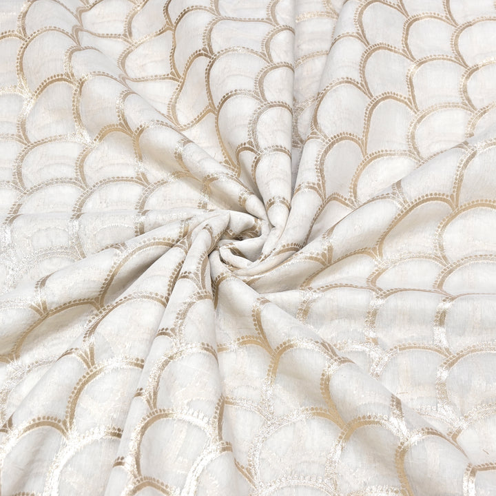 Banarasi Chanderi Gold Mat Zari Fabric – Premium Designer Ethnic Wear Fabric 000313-10