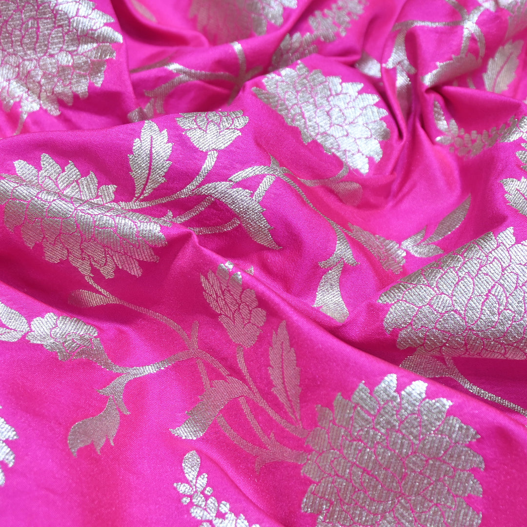 Magenta Tanchui Silk Brocade Fabric.