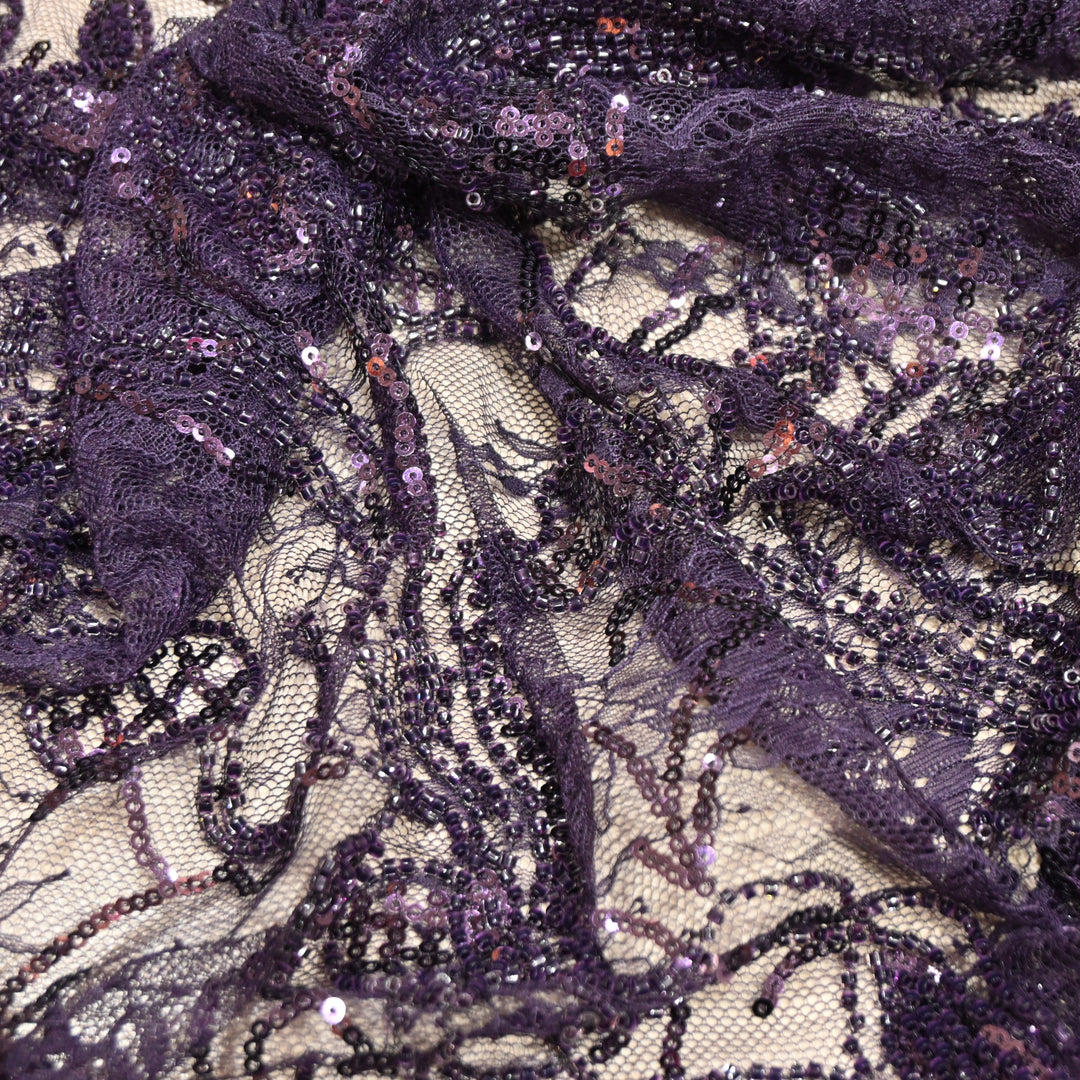 Beautiful Imported Net Cut Dana & Sequins Embroidery Designer Fabric EB1533-2