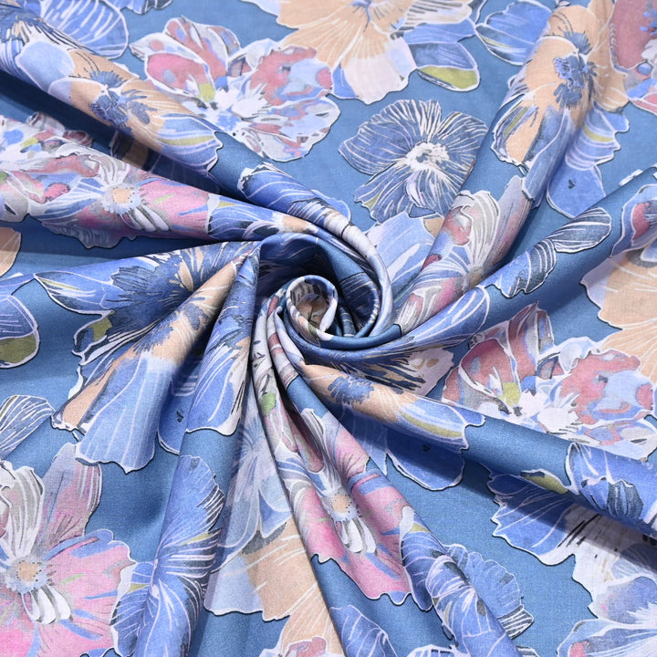 Ocean Blue Italian Lawn Print Fabric