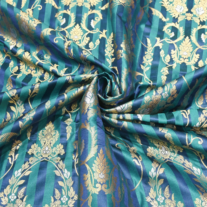 Aqua Blue Mina Zari Brocade Fabric