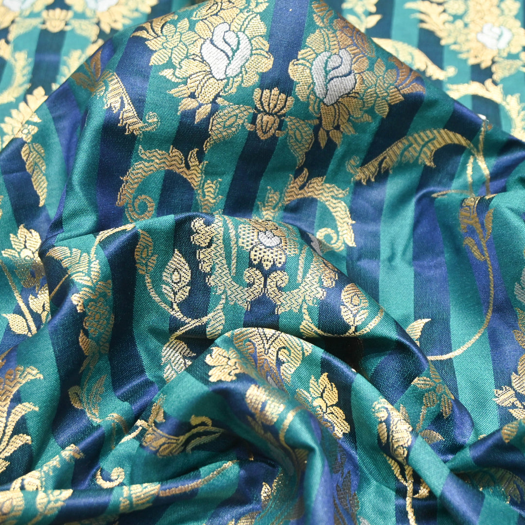 Aqua Blue Mina Zari Brocade Fabric
