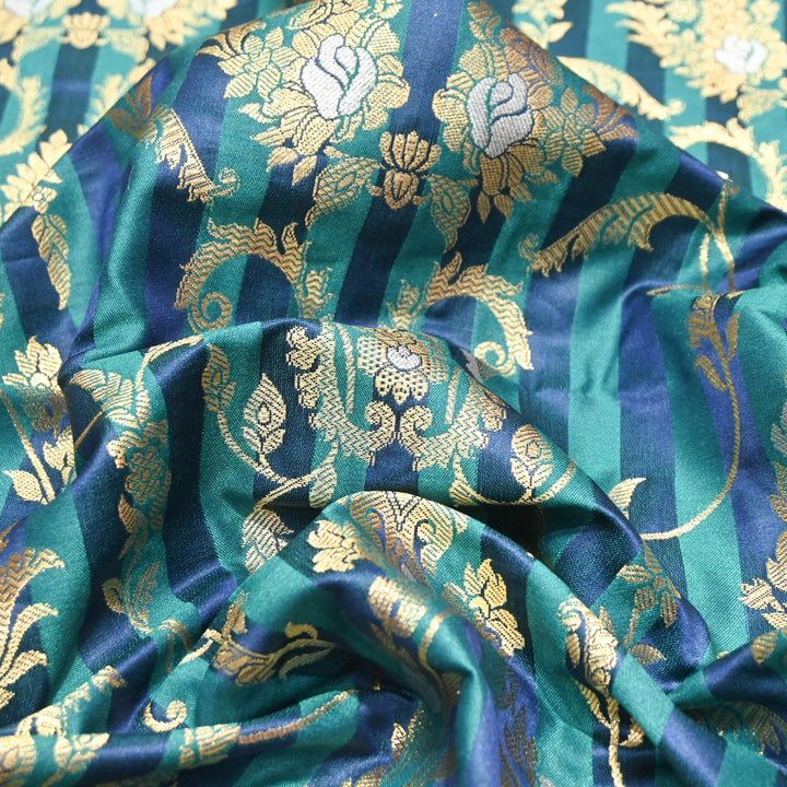Aqua Blue Mina Zari Brocade Fabric