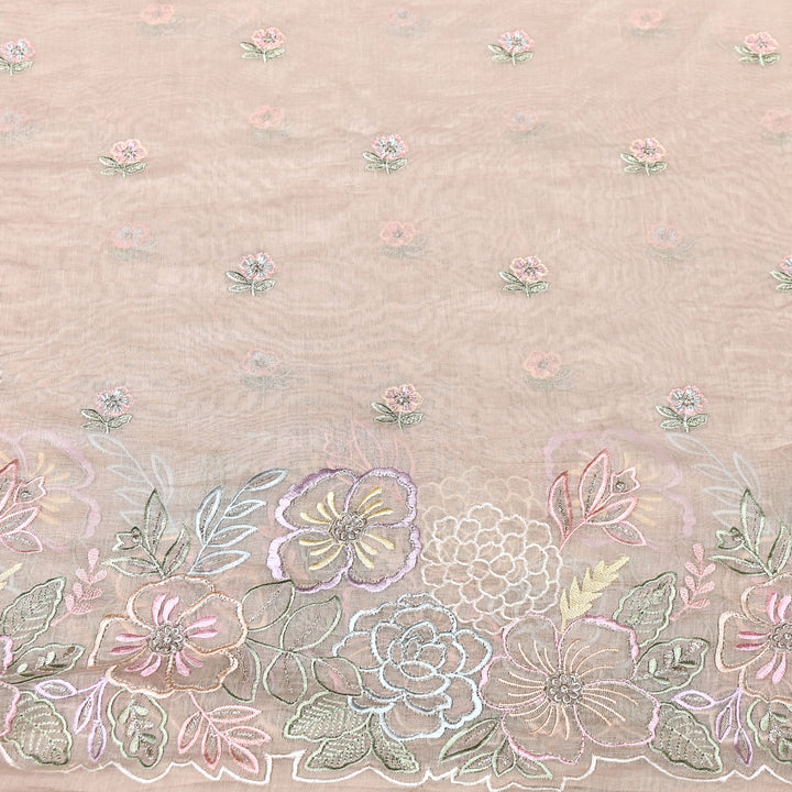 Mul Chanderi Floral Thread & Zari Embroidery Fabric – Designer Summer Fabric HC0041-1