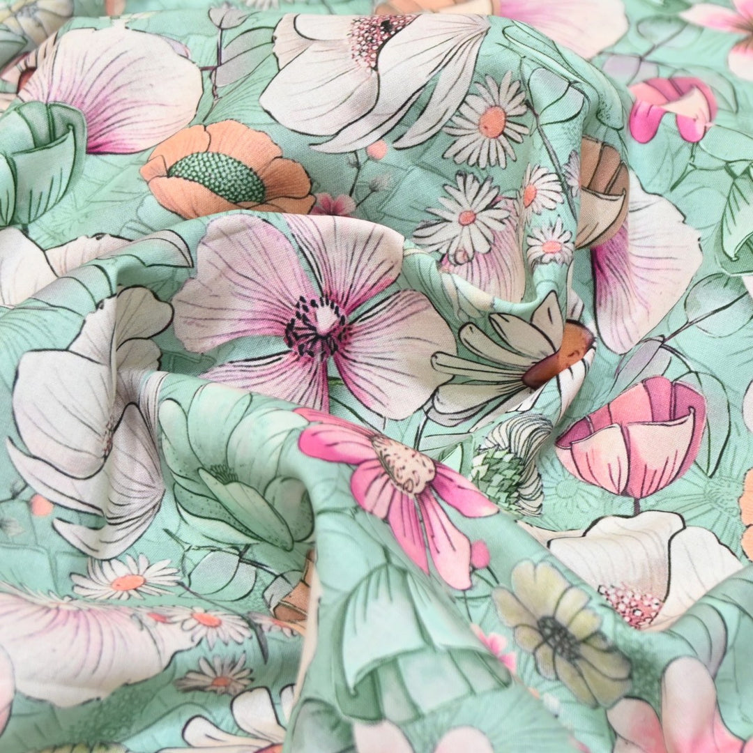 Multicolor Cotton Digital Print Fabric -Soft Cotton Prints Fabric-DA1124-11