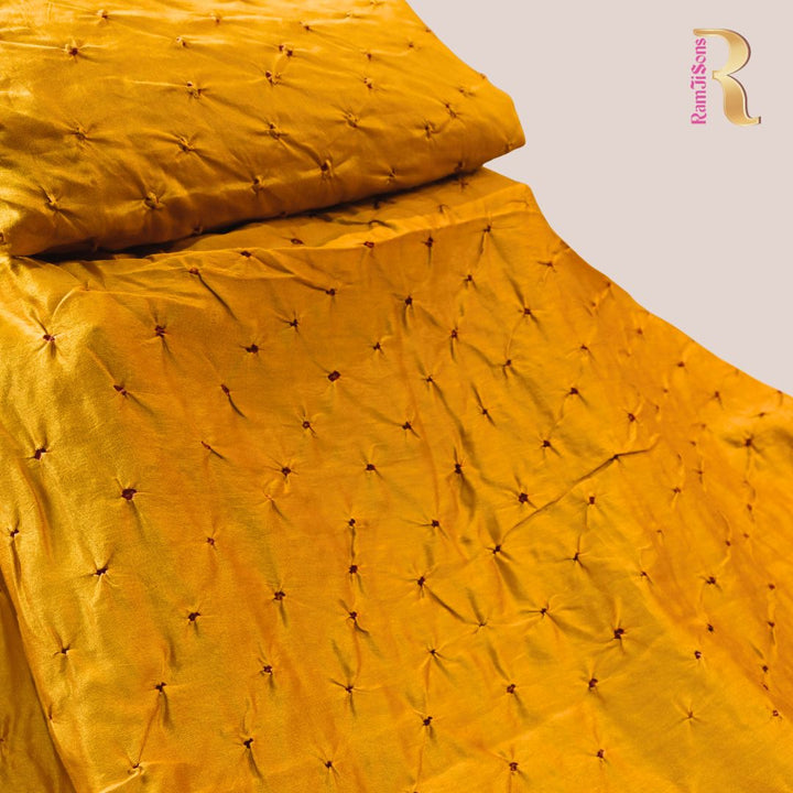 Mustard Yellow Pure Silk Chanderi Bandhni Fabric | CN-79-1083