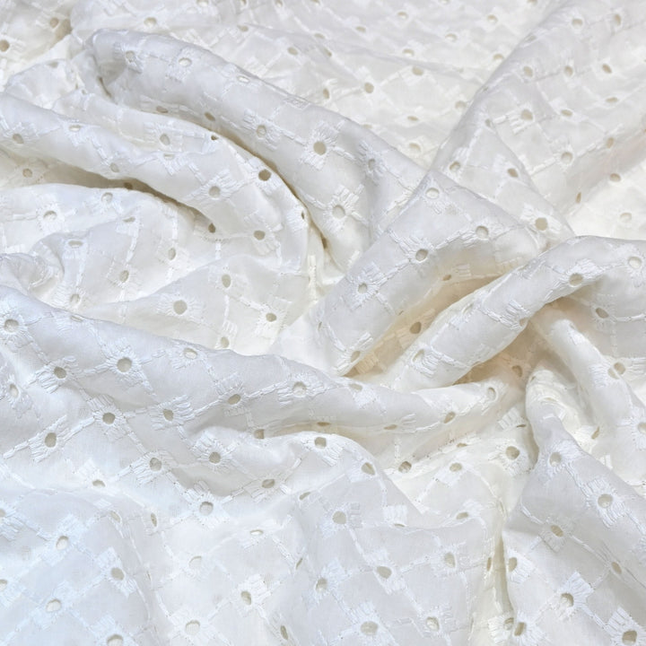 Cotton Chikan Cutwork Fabric- Lightweight Designer Embroidery Fabric- SIF145-4