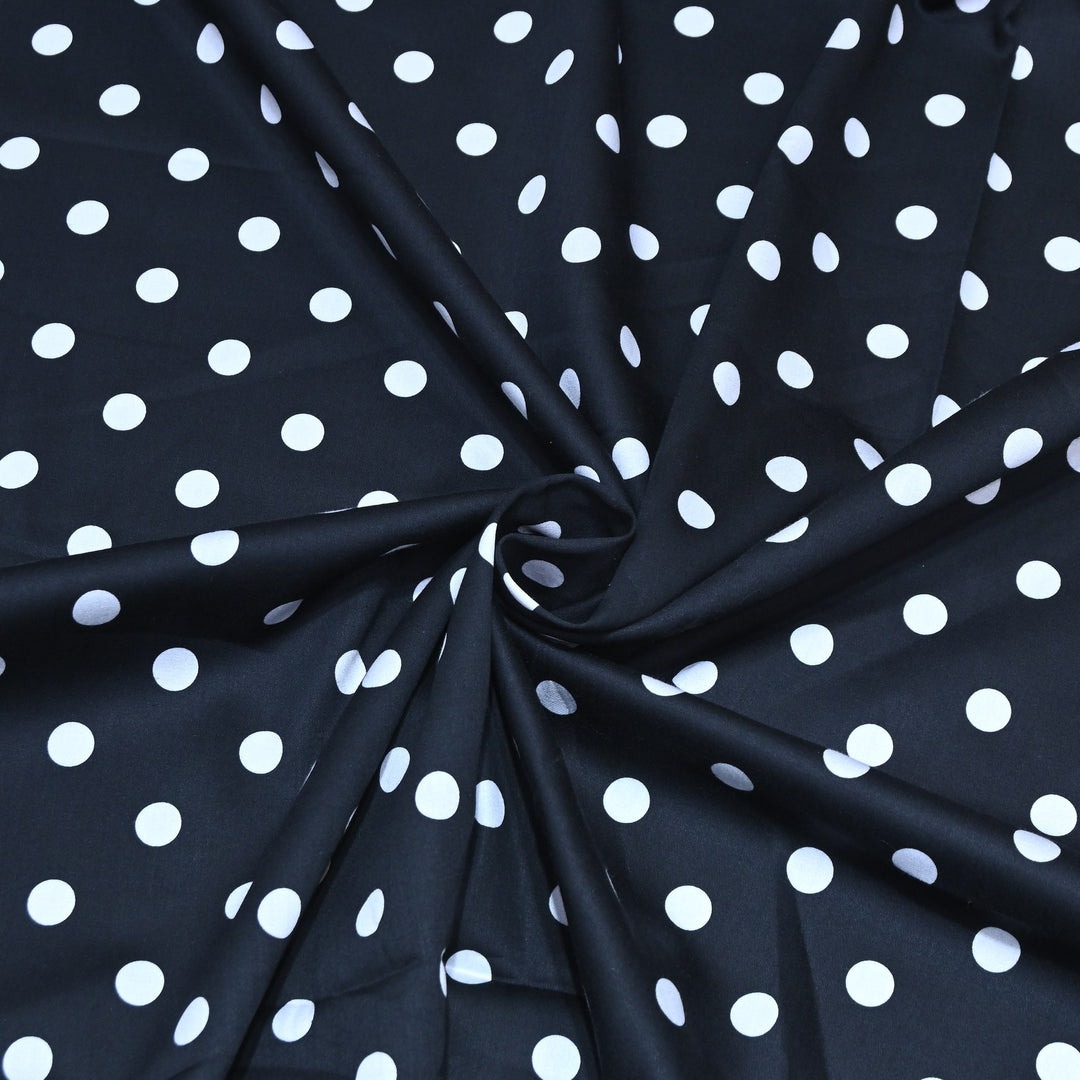 Glace Cotton With Beautiful Polka Dot Print Fabric – Lightweight Designer Cotton Fabric - LT0185-3
