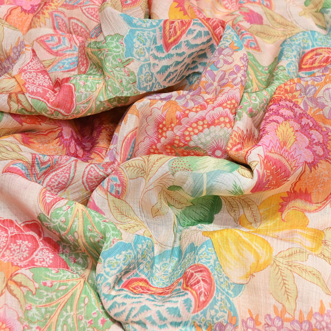 Multi Color Crush Muslin Digital Print Fabric – Soft Designer Muslin Print Fabric- COO145-12