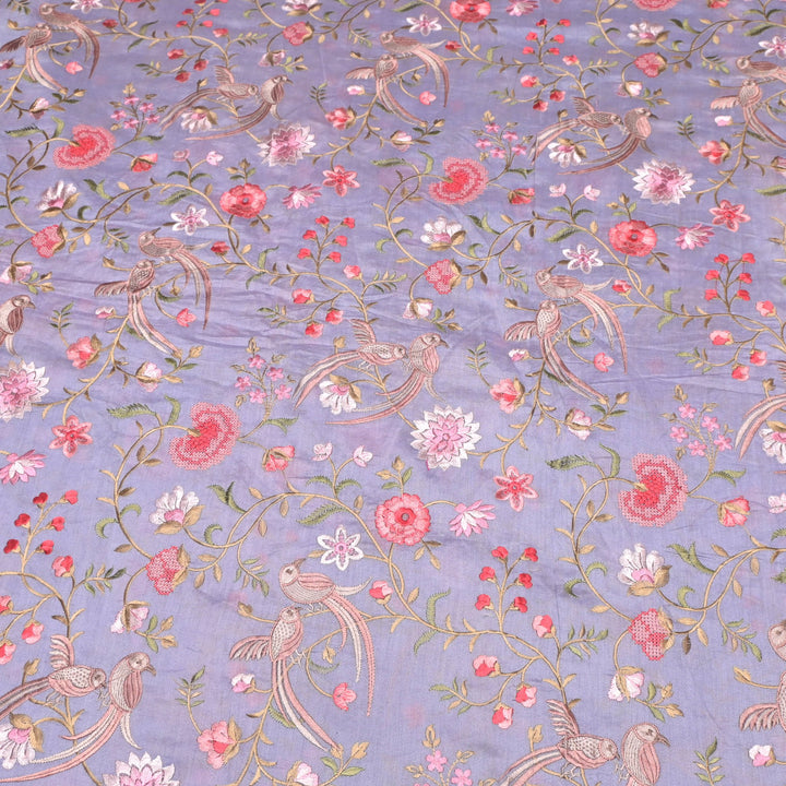 Silk Chanderi Multi Thread Embroidery Fabrics