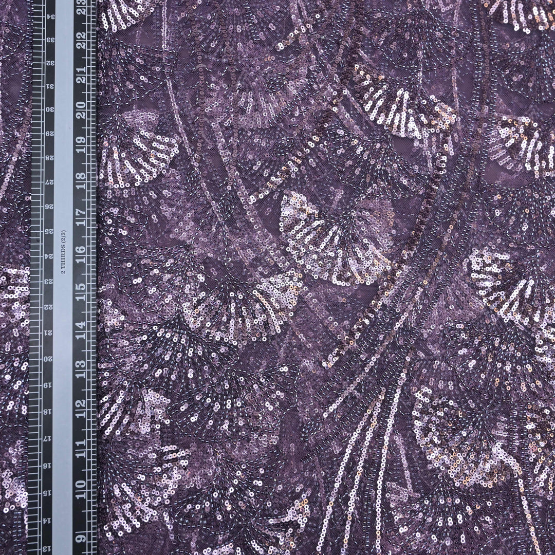 Deep Plum Net Imported Embroidery Fabric.| 20T25-5