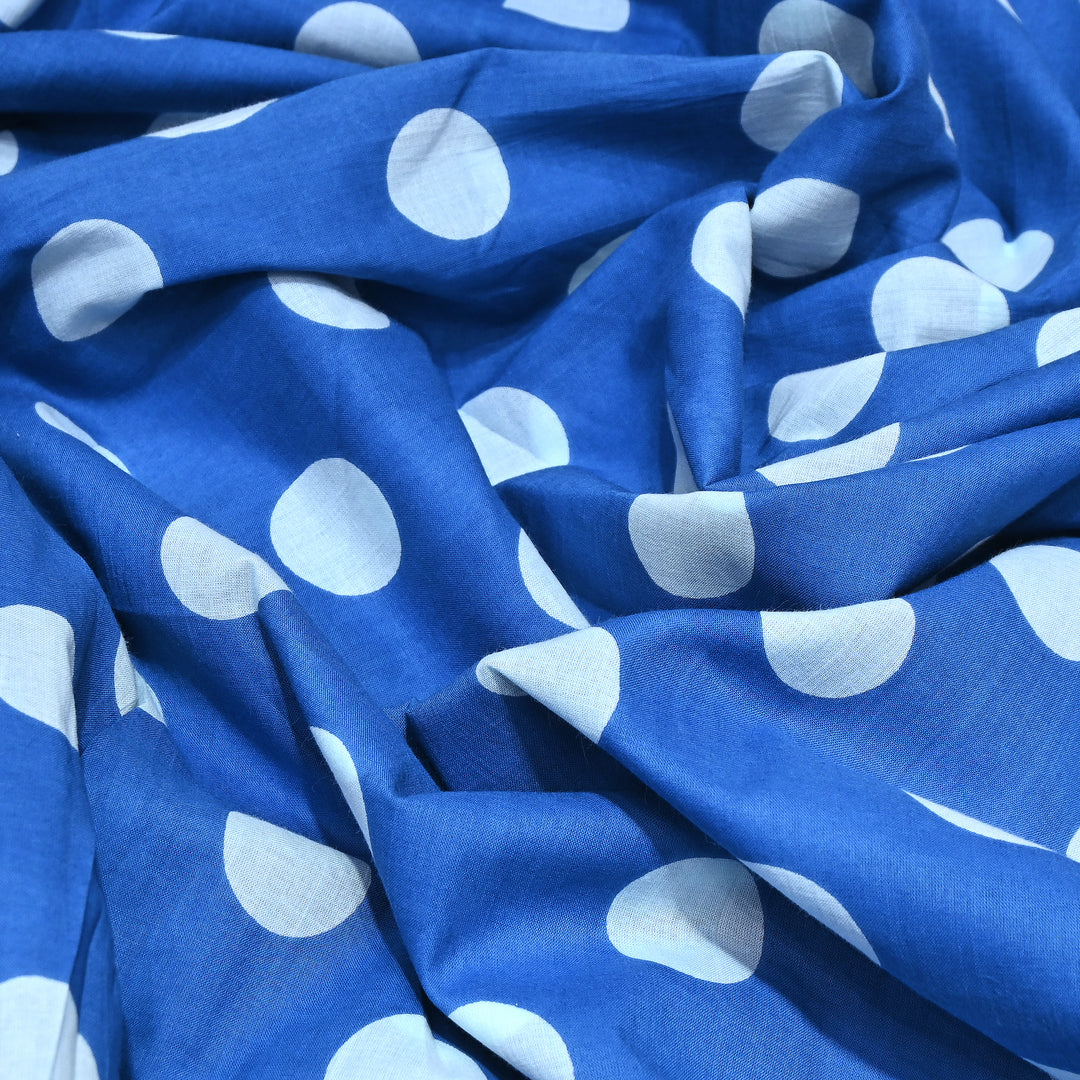 Premium Cotton Polka Dot Printed Fabric - Soft Breathable Designer Cotton Fabric - 000350-1c