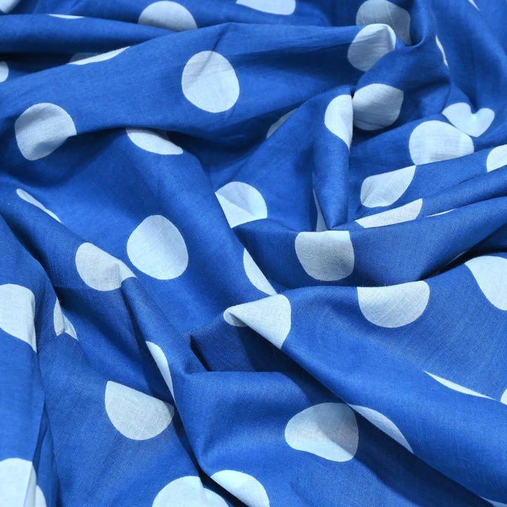 Premium Cotton Polka Dot Printed Fabric - Soft Breathable Designer Cotton Fabric - 000350-1c