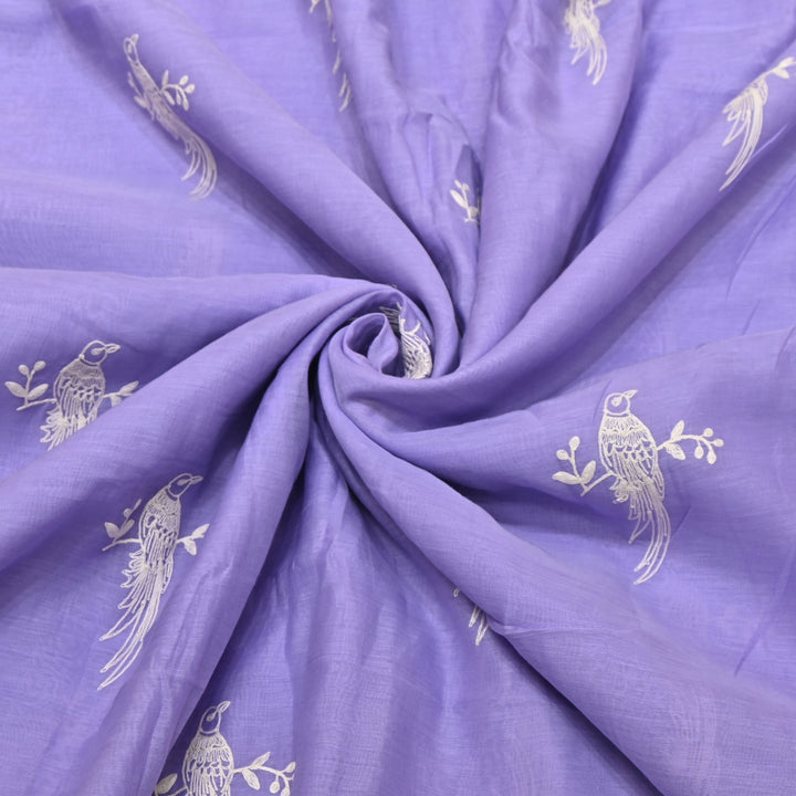 LAVENDER PURPLE COLOR MUL CHANDERI THREAD EMBROIDERY FABRIC GP4120A-6