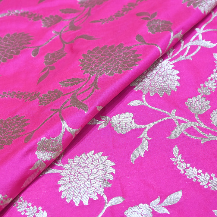 Magenta Tanchui Silk Brocade Fabric.
