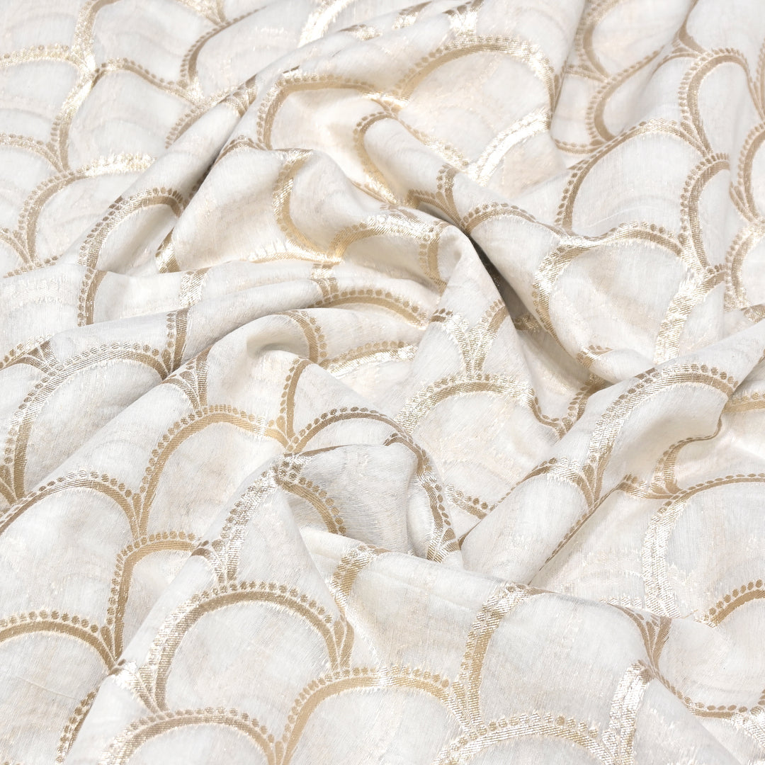 Banarasi Chanderi Gold Mat Zari Fabric – Premium Designer Ethnic Wear Fabric 000313-10