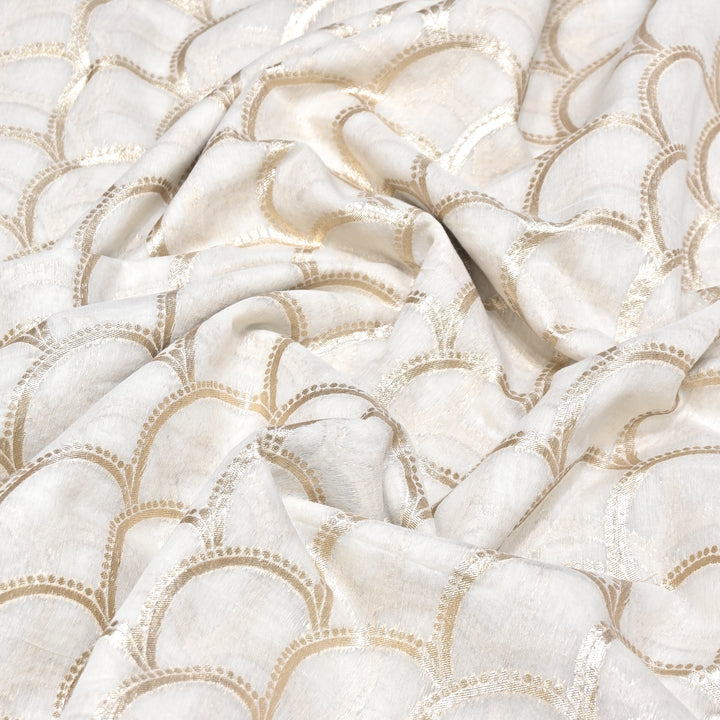 Banarasi Chanderi Gold Mat Zari Fabric – Premium Designer Ethnic Wear Fabric 000313-10
