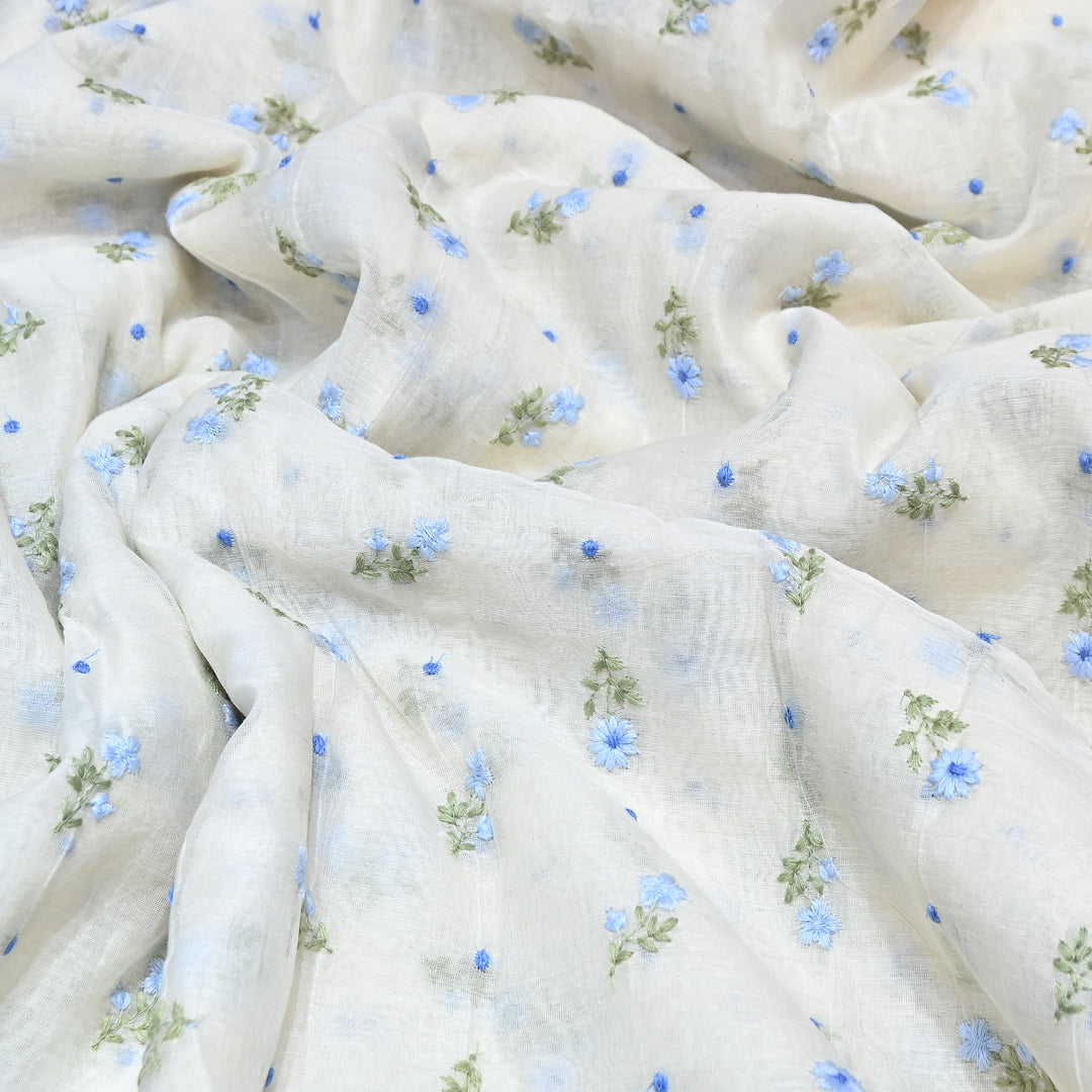 Dyeable Mul Chanderi Thread Embroidery Fabric – Soft Summer Designer Fabric-MF8209-1