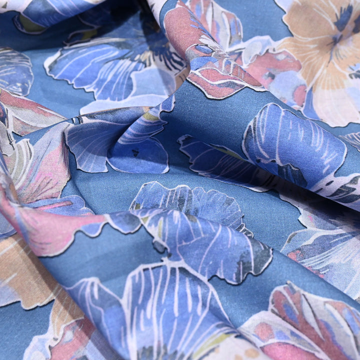 Ocean Blue Italian Lawn Print Fabric