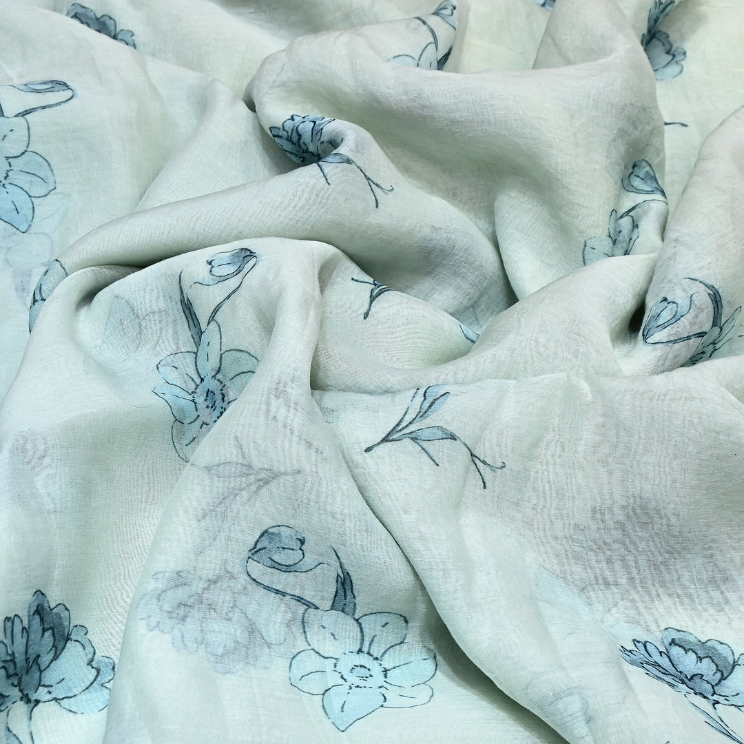 Mul Chanderi Digital Print Fabric - Soft Lightweight Designer Fabric GT0185-1J