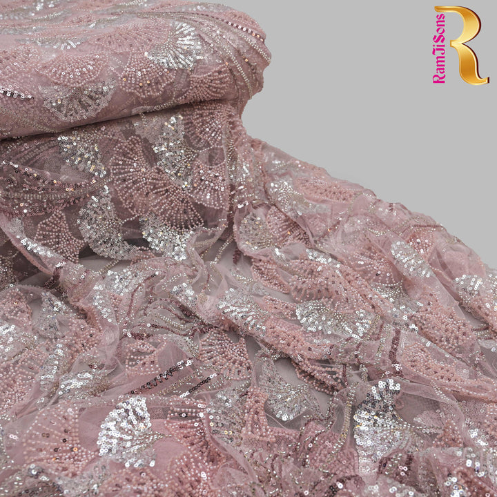 Mauve Taupe Net Imported Embroidery Fabric.| 20T25-P