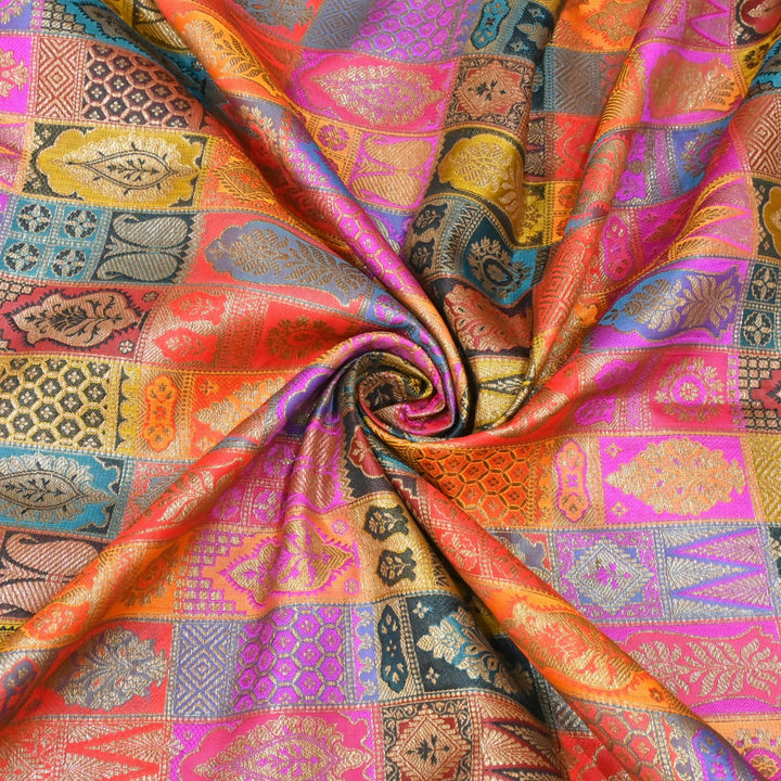 Multi Colour Rangoli Brocade Fabrics