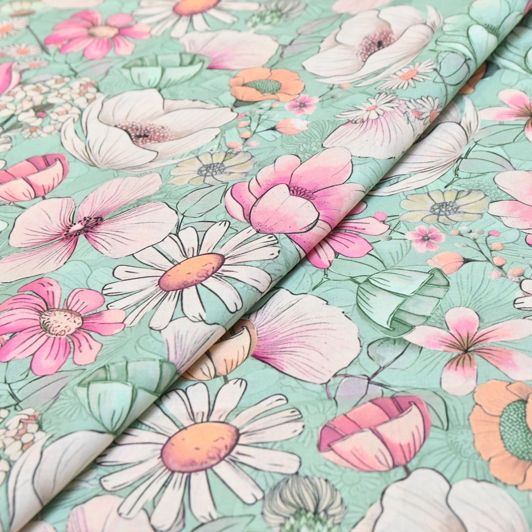 Multicolor Cotton Digital Print Fabric -Soft Cotton Prints Fabric-DA1124-11