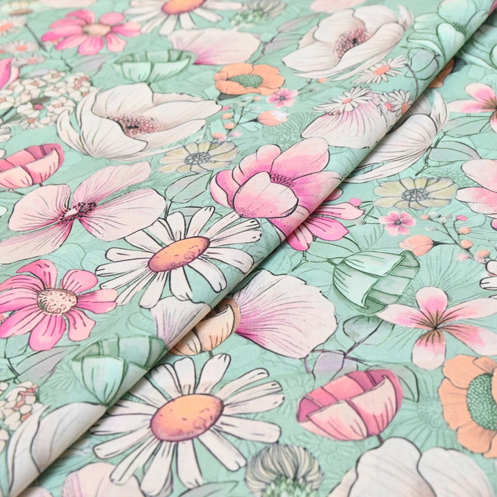 Multicolor Cotton Digital Print Fabric -Soft Cotton Prints Fabric-DA1124-11