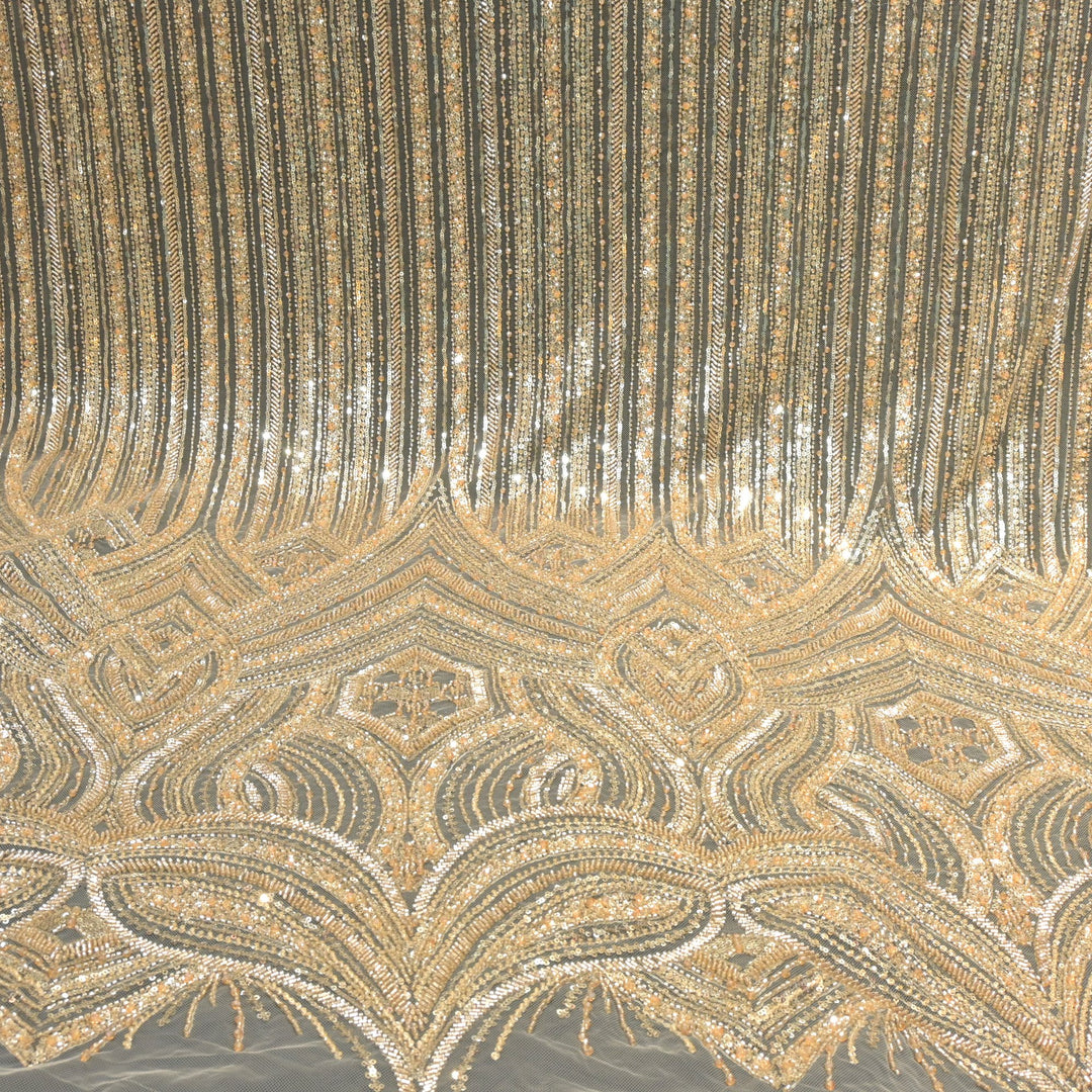 Imported Net Cutdana With Sequins Handwork Embroidery Fabrics
