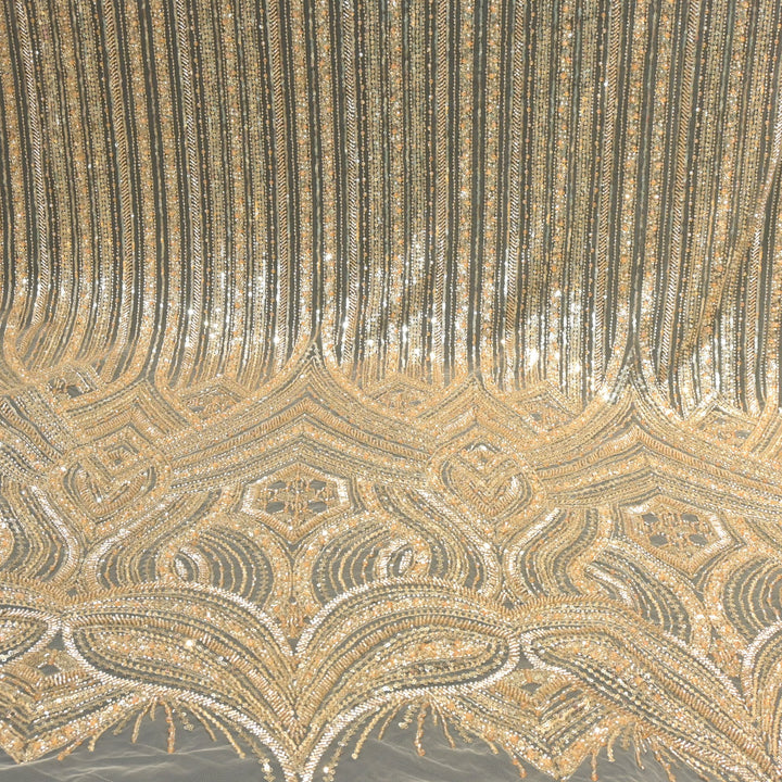 Imported Net Cutdana With Sequins Handwork Embroidery Fabrics