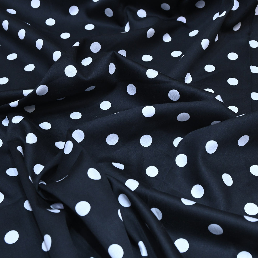 Glace Cotton With Beautiful Polka Dot Print Fabric – Lightweight Designer Cotton Fabric - LT0185-3