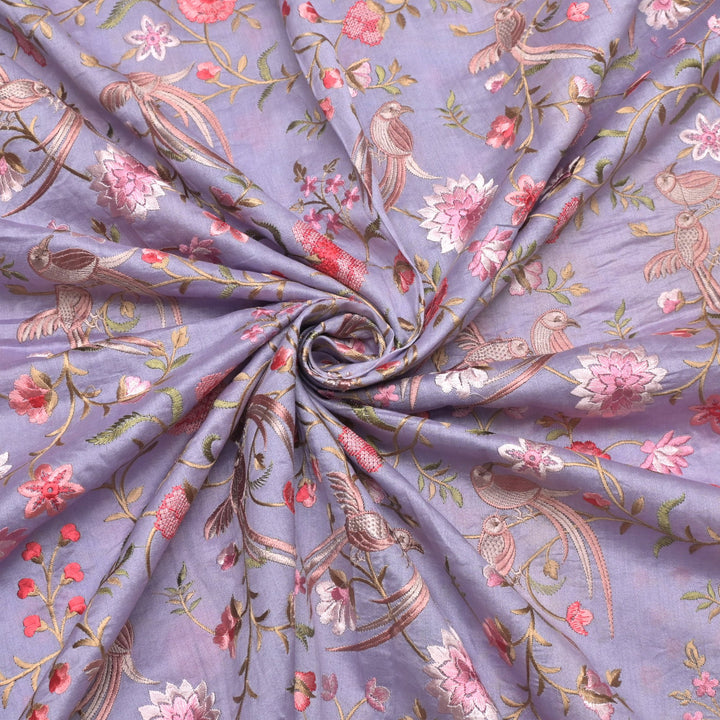 Silk Chanderi Multi Thread Embroidery Fabrics