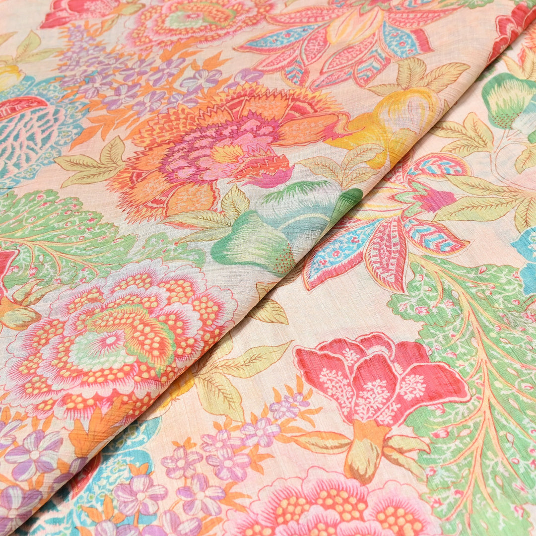 Multi Color Crush Muslin Digital Print Fabric – Soft Designer Muslin Print Fabric- COO145-12