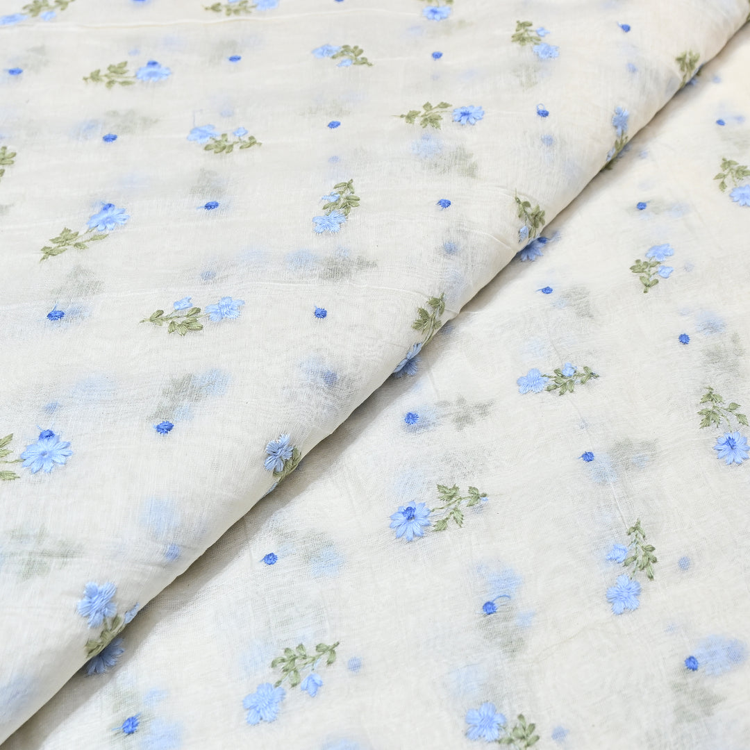 Dyeable Mul Chanderi Thread Embroidery Fabric – Soft Summer Designer Fabric-MF8209-1