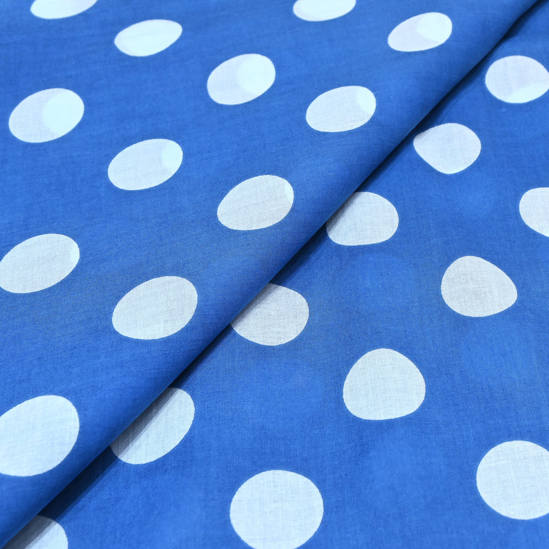 Premium Cotton Polka Dot Printed Fabric - Soft Breathable Designer Cotton Fabric - 000350-1c