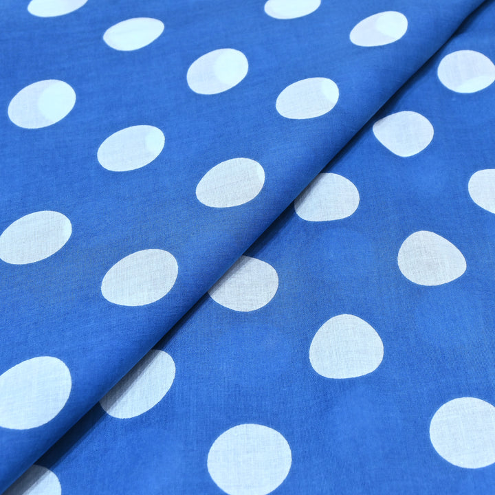 Premium Cotton Polka Dot Printed Fabric - Soft Breathable Designer Cotton Fabric - 000350-1c