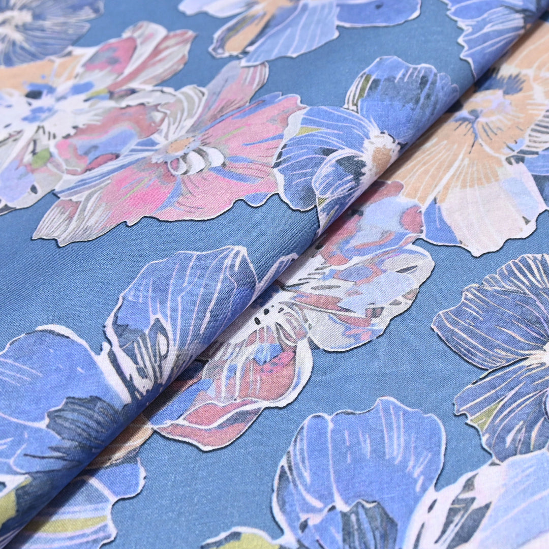 Ocean Blue Italian Lawn Print Fabric