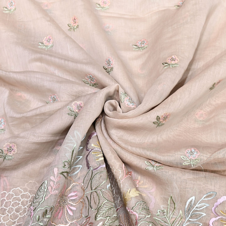 Mul Chanderi Floral Thread & Zari Embroidery Fabric – Designer Summer Fabric HC0041-1