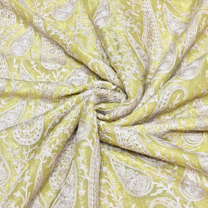 Fendi Organza Thread Embroidery Fabric – Elegant Designer Party Wear Fabric - F81399 - 04