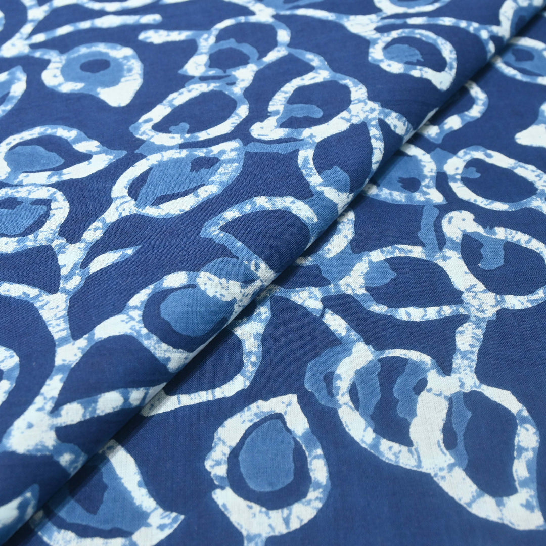 Indigo-White Cotton Printed Fabric