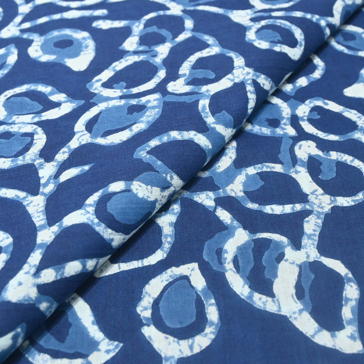 Indigo-White Cotton Printed Fabric