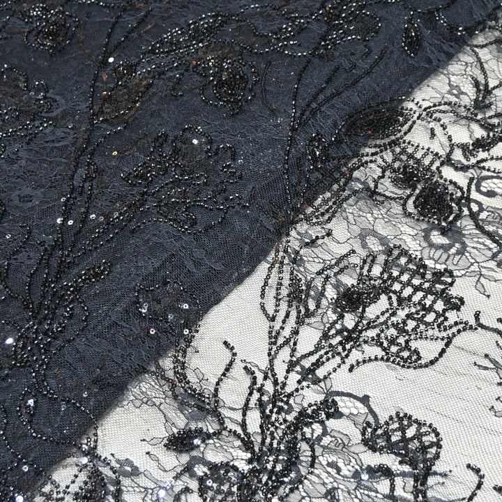 Beautiful Imported Net Cut Dana & Sequins Embroidery Designer Fabric EC1533-2